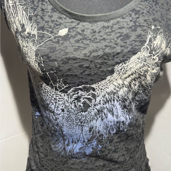 Rock & Republic Black and Gray Graphic Fringe Tank Top - Picture 7 of 9